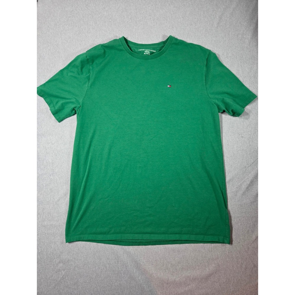 Tommy‎ Hilfiger Mens Green Crew Neck Short Sleeve Logo T-Shirt XL XM03543